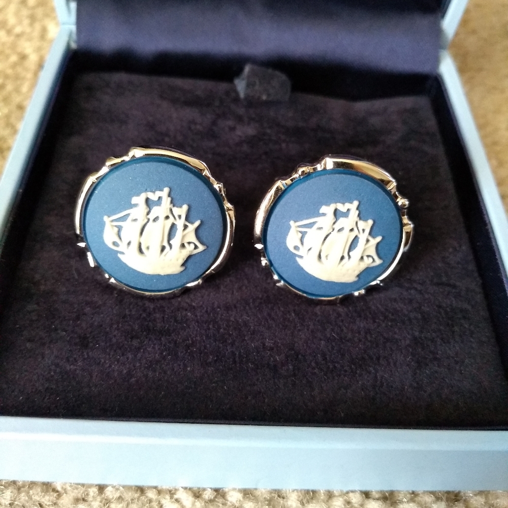 Wedgewood England Nautical ship Cufflinks